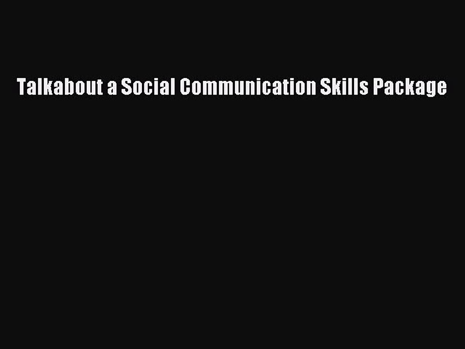 Read Talkabout a Social Communication Skills Package Ebook Free