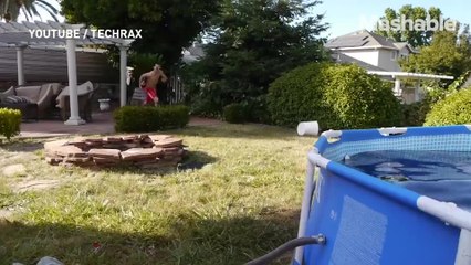 Guy fills pool with 1,500 gallons of Coca-Cola and adds Mentos because summer