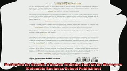 behold  Designing for Growth A Design Thinking Tool Kit for Managers Columbia Business School