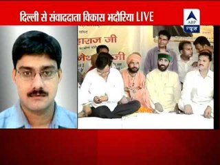 Uttarakhand minister Mantri Prasad Naithani sits on fast