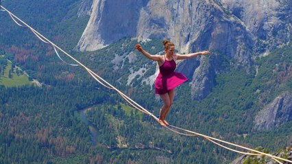 This Slacklining Superstar Is Heads Above Most Guys in the Sport - Literally!