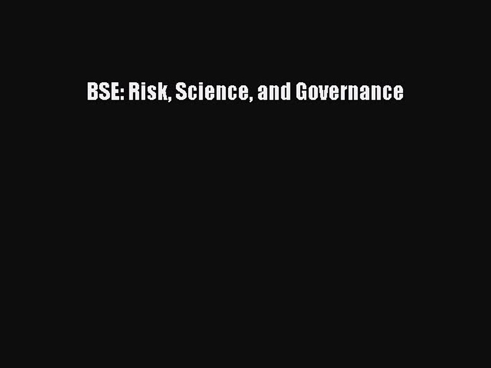 Read BSE: Risk Science and Governance PDF Free