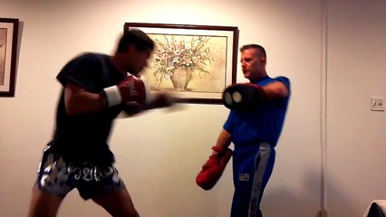 Warming up before my Inkosi K1 rules fight. 6-23-2012
