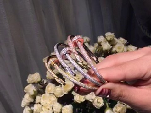 Cartier Juste un Clou 18k white-gold with part pave diamond bracelet