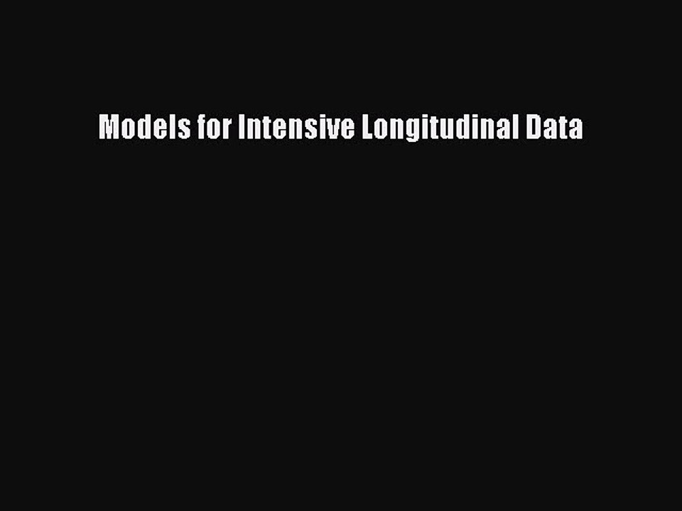 Read Models for Intensive Longitudinal Data Ebook Free