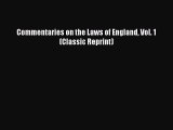 Read Book Commentaries on the Laws of England Vol. 1 (Classic Reprint) E-Book Free