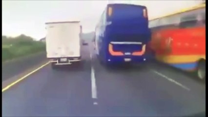bus lost control : CRASSHH collision ensued