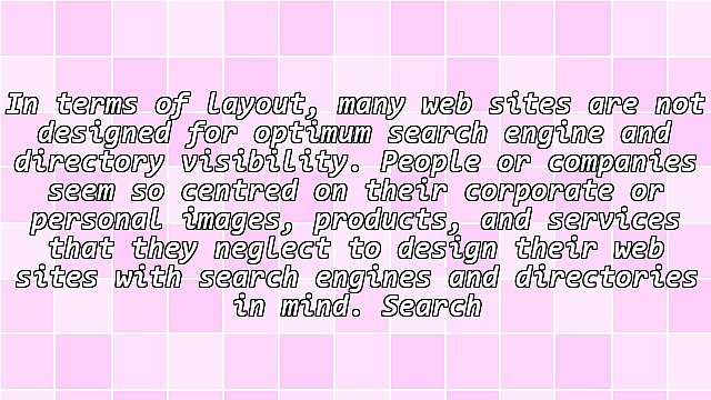 Designing sites for search engines and directories