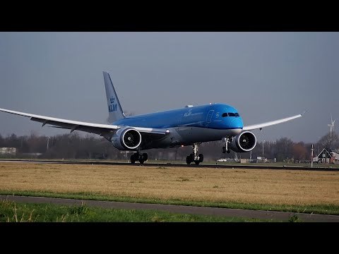 KLM 787-9 PH-BHC 'Sunflower' Dreamliner Crosswind Landing