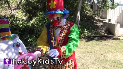 World's Biggest CLOWN Surprise Egg! PRANKS + Toy Hunt. Balloon Animals n' Batman Bucket HobbyKidsTV_8