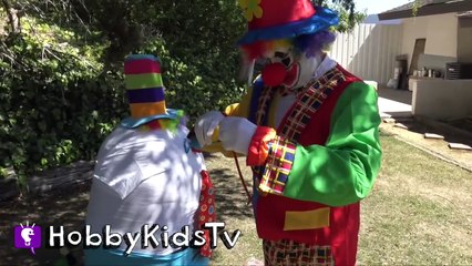 World's Biggest CLOWN Surprise Egg! PRANKS + Toy Hunt. Balloon Animals n' Batman Bucket HobbyKidsTV_9
