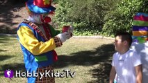 World's Biggest CLOWN Surprise Egg! PRANKS + Toy Hunt. Balloon Animals n' Batman Bucket HobbyKidsTV_11