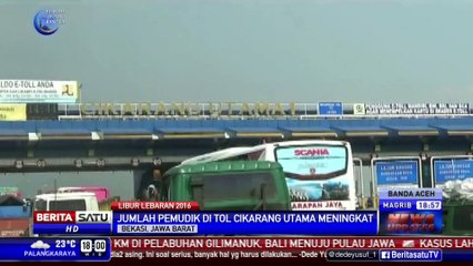Kendaraan Pemudik di Pintu Tol Cikarang Utama Meningkat