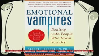 behold  Emotional Vampires Dealing with People Who Drain You Dry Revised and Expanded 2nd Edition