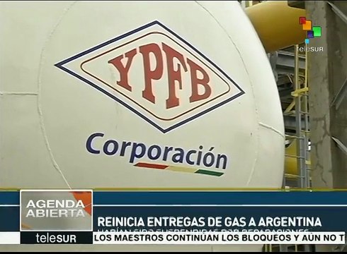 Bolivia reinicia entrega de gas natural a Argentina y Brasil