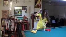 Seven trick shots with Mary Avina on Billiard Snooker Pool Table -