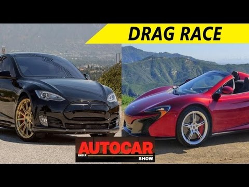 Tesla Model S P85D Vs McLaren 650S Spider  Autocar - Drag Race
