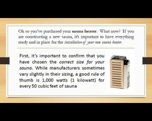 SAUNA HEATERS INSTALLATION TRICKS