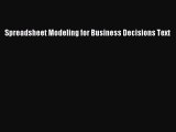 Download Spreadsheet Modeling for Business Decisions Text PDF Free