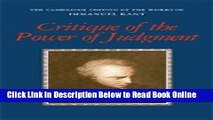 Read Critique of the Power of Judgment (The Cambridge Edition of the Works of Immanuel Kant)