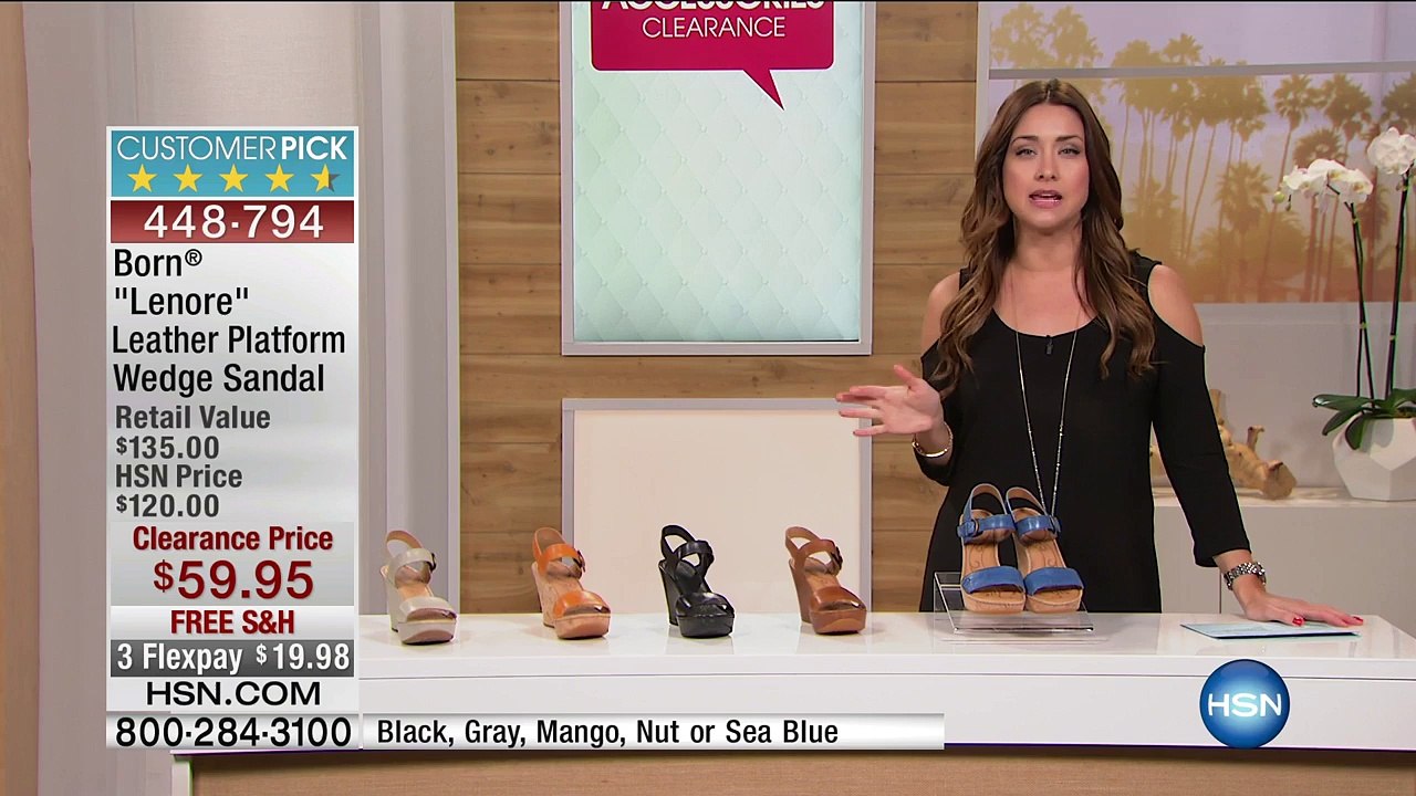 Born "Lenore" Leather Platform Wedge Sandal