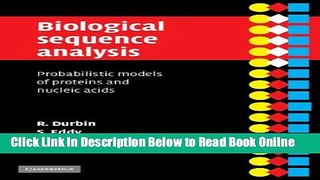Download Biological Sequence Analysis: Probabilistic Models of Proteins and Nucleic Acids  PDF Free