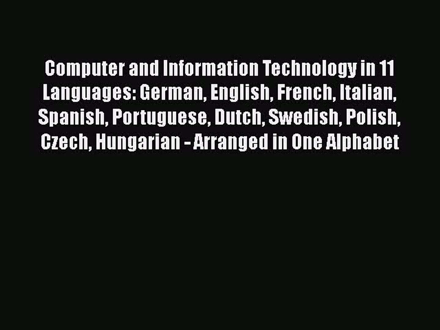 Pdf Computer And Information Technology In 11 Languages German English French Italian Spanish - 