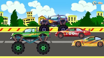 Монстр Трак и Полицейская Машина. Трактор и Грузовик - Мультфильмы для Детей про Машинки