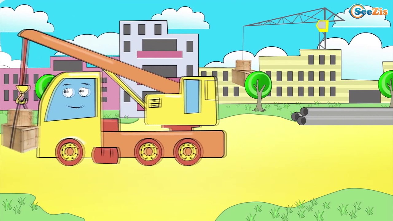 Zabawki dla dzieci - Koparka, Ciężarówka i Żuraw. Kolekcja kreskówek - Bajki po polsku