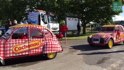 Au Mont St Michel, les caravanes du Tour de France s'élancent