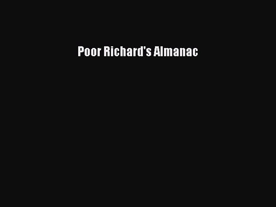 Read Books Poor Richard's Almanac E-Book Free