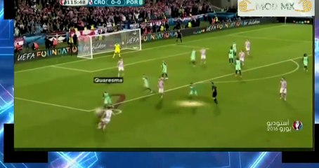 شاهد كيف قطعا كريستيانو رونالدو وكواريزما الكورة وهما من انهياها في مرمى كرواتيا وبالوقت القاتل