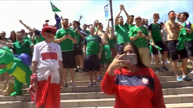 Northern Ireland fans Fight Against Poland fans
