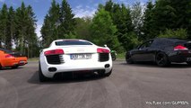 Audi R8 V8 w/ LOUD Capristo Exhaust vs BMW M6 V10 vs Audi RS4