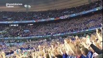 Voilà ce que cela donne quand tous les supporters des deux équipes font le clapping Islandais au stade de France lors des ¼ de finale !