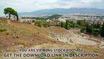 Panorama view of tourist attractions in Athens, cultural heritage conservation. Stock Footage