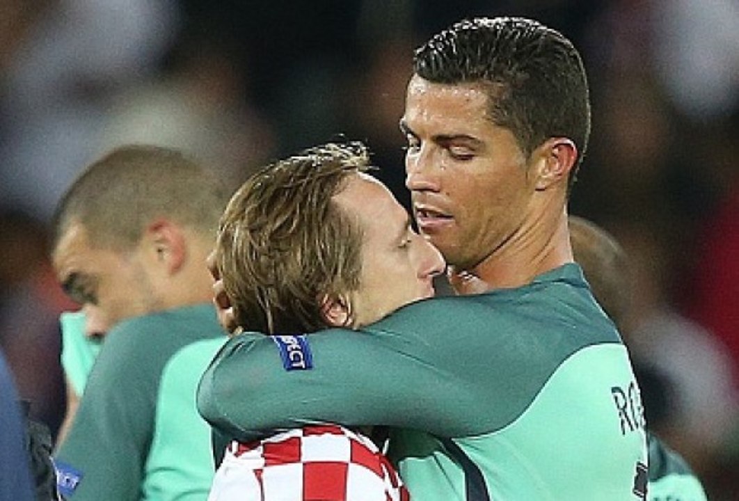 Cristiano Ronaldo consoles Luka Modric after Portugal knocks Croatia out of Euro 2016 Respect !