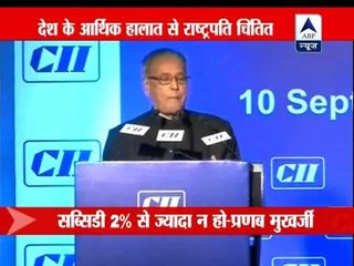 President Pranab Mukherjee for cutting subsidies, concerned about fiscal deficit‎