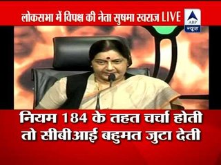 Sushma justifies BJP's Parliamentary agitaion over Coalgate‎
