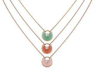 Cartier Amulette De Necklace 18K Gold and Red/Green/Blue/Mother-Of-Pearl
