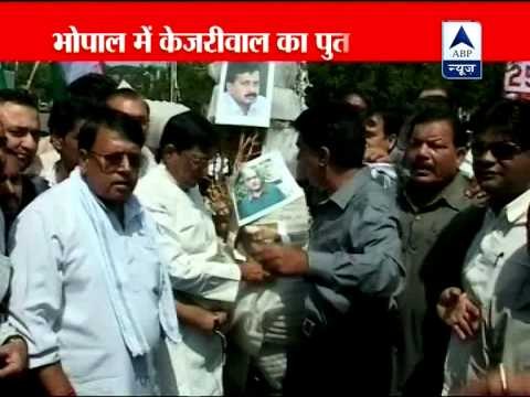 Congress workers stage protest against Kejriwal in Bhopal