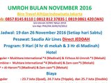 08190861420 (WA/SMS), Paket Umroh 19 Dan 26 November 2016 Di Bogor, Harga Promo Murah