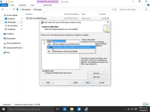 Instalar SQL Server 2005 Express en Windows 10