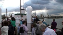 MV Balmoral navigates Thames Barrier London UK. 22/07/10 HD