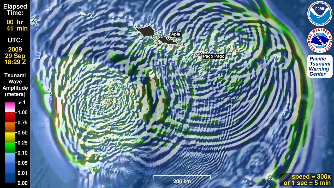 Tsunami Animation: Samoan Islands, 29 September 2009