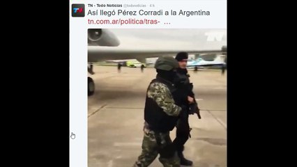 Pérez Corradi llegó al país en medio de un fuerte operativo de seguridad