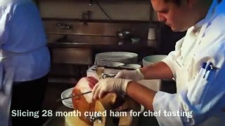 Slicing 28 Month Cured Ham For Chef Tasting Menu