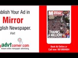 Mirror Classified Ad Booking Online, Mirror Newspaper Advertisement
