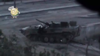 Syria - FSA tries to set fire to damaged BMP 28/4/2013
