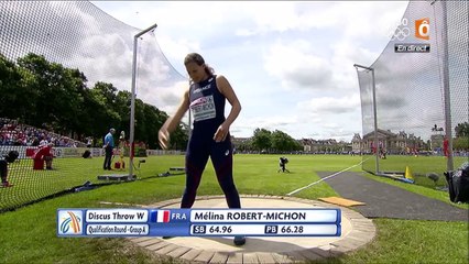 qualifications lancer du disque F - ChE 2016 athlé (Mélina Robert-Michon, Pauline Pousse)